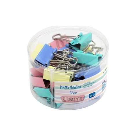 BOTE 24 PINZAS METAL PASTEL 32MM