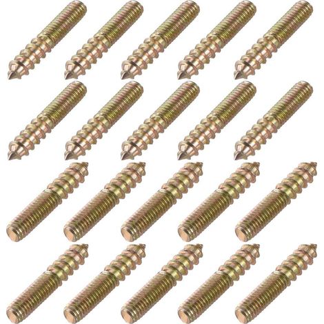M6 Cintre Boulons Longueur 1-3/8"(35mm) Double Tête Boulons Autotaraudeuse Vis 6mm Bois Joint Meubles Jambes 20Pcs（M635）
