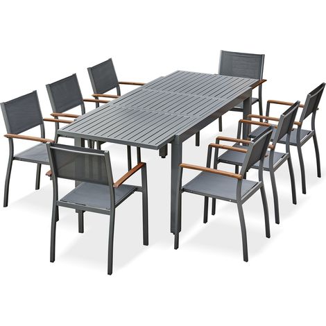 ORSINO - Set da pranzo da giardino da 8 posti - Grigio antracite - REMARQUABLE