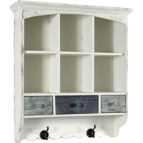 PORTOFINO MOBILETTO ANTICATO CON APPENDINI 54X15X60CM EFFETTIO SHABBY (1/4)