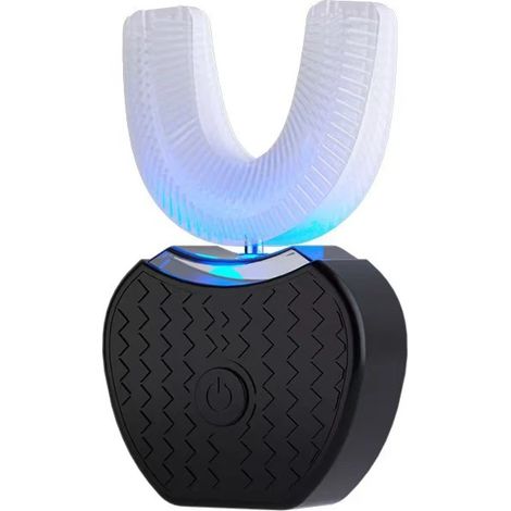 (Noir) Brosse à dents électrique ultrasonique en forme de U, rechargeable, à balayage électrique, rotative et intelligente. (1/5)