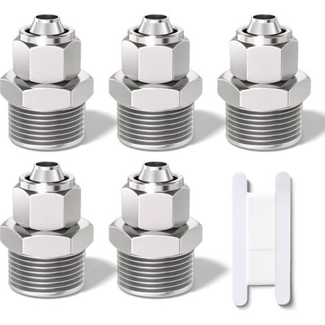 Raccord pneumatique droit à pousser – 5 pièces, tube 6 mm OD × filetage BSP mâle 3/8", écrou de verrouillage, modèle KPC6-03