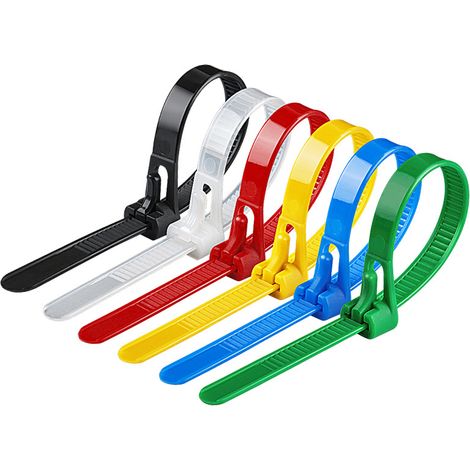 Collier de Serrage Plastique Réutilisables 4x150mm , Attache Câble Colorées, Serre Câbles Nylon, Colliers Serre-Cable Résistant aux UV - Lot de 360 Pièces