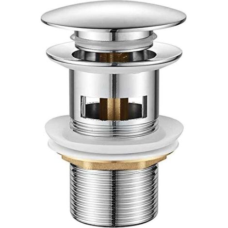 Bathroom drain, pop-up sink drain, chrome, silver (1/5)