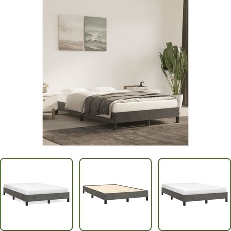 Samtbett - Bettgestell ohne Matratze Dunkelgrau 120x200 cm Samt (1/5)
