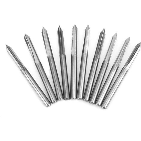 10 Stück 3,175 mm Wolframstahl CNC-Holzfräser, Gravurfräser, 60° x 0,2 mm (1/5)