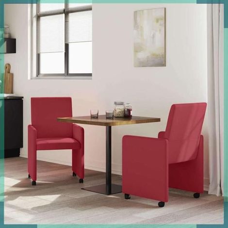 Chaises de salle à manger - 42017820 - Bordeaux - Simili cuir - Roulettes (lot de 2) (1/5)