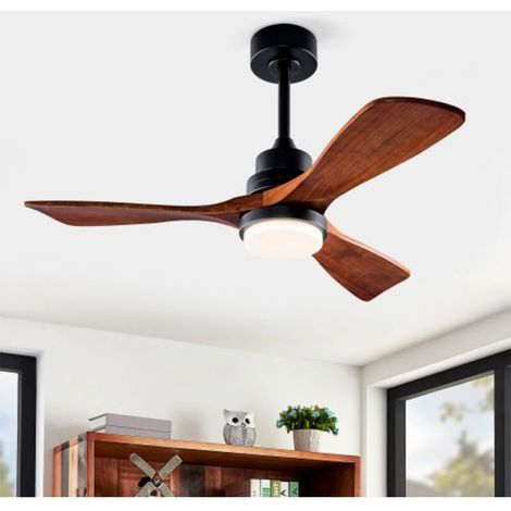 Ventilateur de plafond 132 cm avec lumière, moteur DC réversible économe en énergie, télécommande 6 vitesses