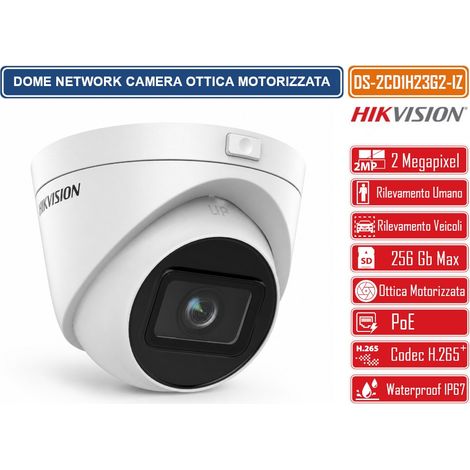 HIKVISION DS-2CD1H23G2-IZ TELECAMERA IP POE 2MP FULL HD OTTICA VARIFOCALE MOTORIZZATA RILEVAMENTO PERSONE E VEICOLI H.265+ IP67