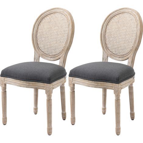 HOMCOM Set 2 Sedie Salotto Vintage con Schienale Traforato in Legno e Tessuto