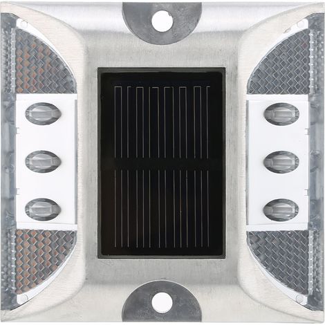 Lampe solaire 2W 6 LED pour allée, contrôle de la lumière, bonne capacité de charge, étanche IP68, lampe de signalisation routière pour rue, avenue, autoroute, parking, voie de circulation, blanc (1/5)