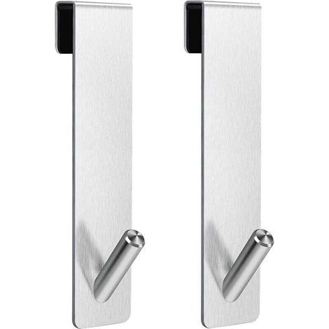 Set di 2 ganci per doccia, gancio portasciugamani senza foratura, ganci per porte doccia in vetro senza telaio, adatti a spessori da 6 a 12 mm (argento) (1/4)