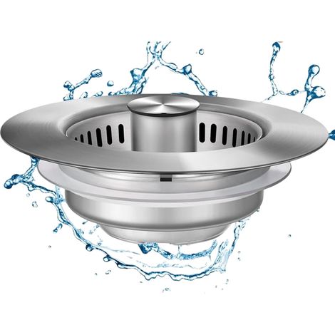 Crépine pour évier, crépine de vidange de Cuisine - Bouchon et Couvercle de vidange de cuisine en acier inoxydable Panier collecteur de nourriture d'évier à Drainage rapide pour Drain de 3-1/2 (1/5)