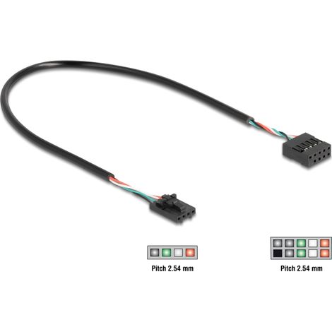 Delock Kabel USB 2.0 Pfostenbuchse 2,54 mm 4 Pin zu USB 2.0 Pfostenbuchse 2,54 mm 10 Pin 30 cm