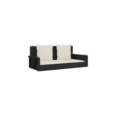 Balancelle avec coussins noir 119x56x48 résine tressée (1/5)