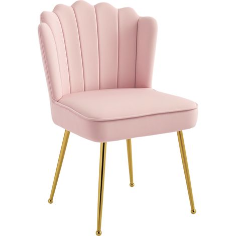 Velvet-Feel Shell Accent Chair - Pink