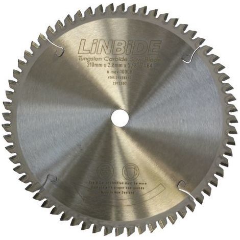 Lames de scie pour la découpe d'aluminium, dibond et pvc ø210 x 15,88 mm x 1,6 mm 54 dents Z64-5° MW Tools SSCLN54 (1/3)