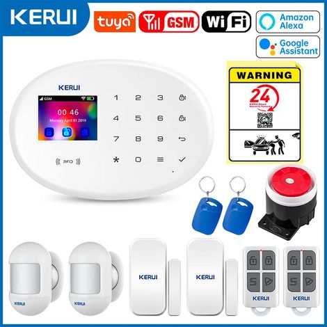 (Pack 2) Système d'alarme domestique, compatible avec l'alarme antivol WiFi GSM, alarme sans fil 433 MHz, compatible avec Tuya Smart Home. (1/5)