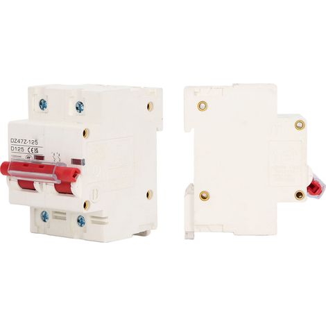 Installation sur rail d'alimentation pour disjoncteur CC, protection contre les courts-circuits, disjoncteur photovoltaïque bipolaire 1000 V 125 A, interrupteur rouge (1/5)