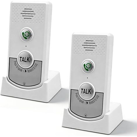 Interphone sans Fil, Système D'Interphone Interphone Vocal, Système D'interphone sans Fil Bidirectionnel étanche, pour Bureau, Maison, Personnes âgées (Blanc)