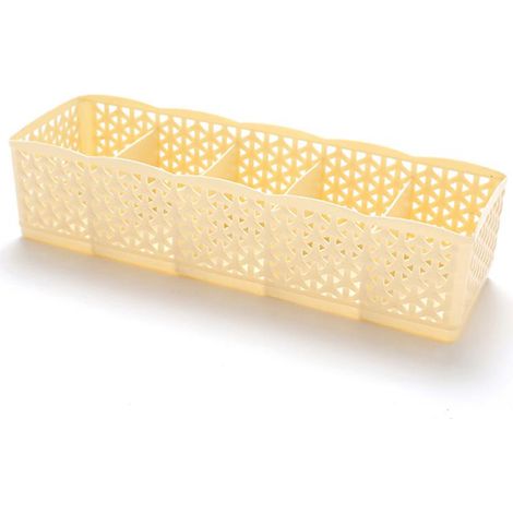 Panier De Rangement En Plastique 5 Compartiments Pour Chaussettes Et Maquillage Design Aéré Organiseur De Bureau Ou Salle De Bain Lot De 1 (1/2)
