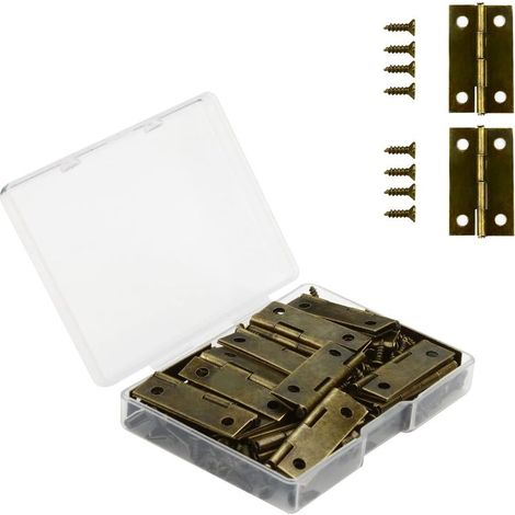 29 x 17 mm Mini Charniere, 30 Pièces Charnière Plate Rétro en Bronze Antique, Durable et Robuste Petite Charniere Inox avec 120 Vis (1/5)