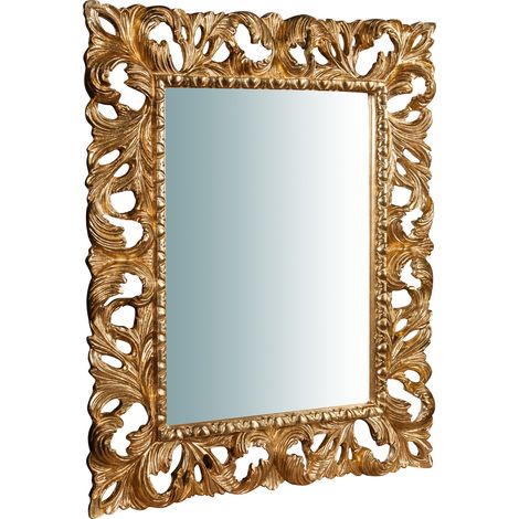 Miroir Mural à accrocher en bois finition feuille le vieilli  aux dimensions L82 xPR6 xH101 cm Made in Italy