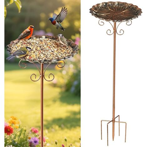 Station d'alimentation pour oiseaux avec plateau, support sur pied pour extérieur (1/5)