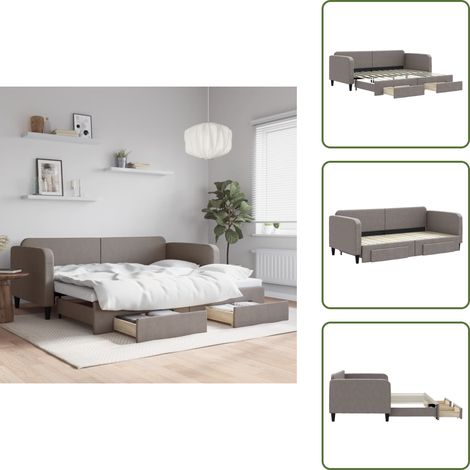 Tagesbett mit Schubladen - vidaXL Tagesbett Ausziehbar mit Schubladen Taupe 90x200 cm Stoff - Gästebett