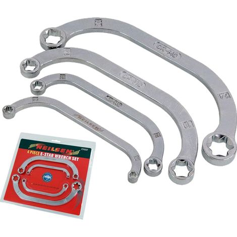 Neilsen 4pc E Star C Shaped Half Moon Obstruction Spanner Set Metric E6 - E24
