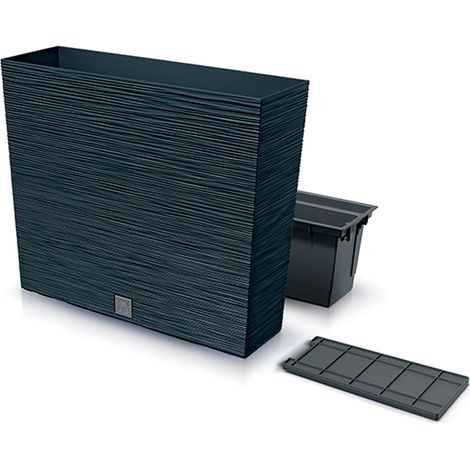 Pot de fleurs anthracite 12 litres – Réservoir d'eau intégré – Dimensions 58 x 18 x 49,8 cm – Plastique haute qualité – Prosperplast
