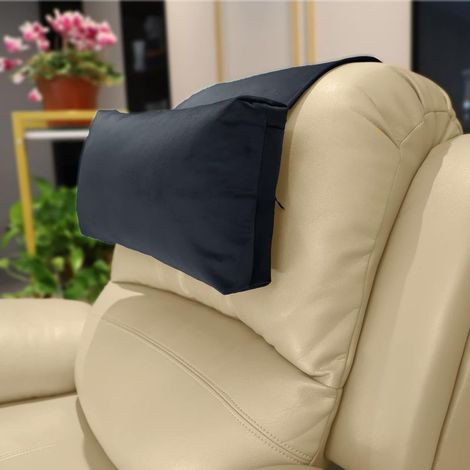 Coussin d’appui-tête avec remplissage en coton perlé - Coussin d’appui-tête antidérapant pour fauteuils inclinables, canapés et méridiennes (Noir) (1/5)