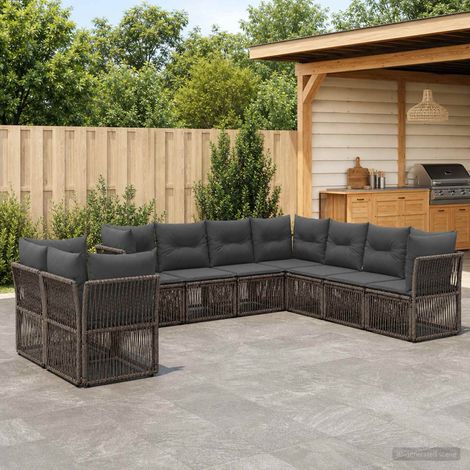 Set Divano da Giardino 9 pcs Grigio polyrattan vidaXL (1/5)