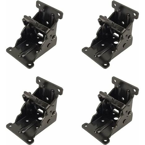royaluxe- Charnière Pliante Autobloquante, 4 Pcs charnière pliante pour armoire de cuisine, Charnière Pliante Pied 90 Degrés en Tôle d'acier, Verrouillage Extension Table Support d'étagère Pliable (1/5)