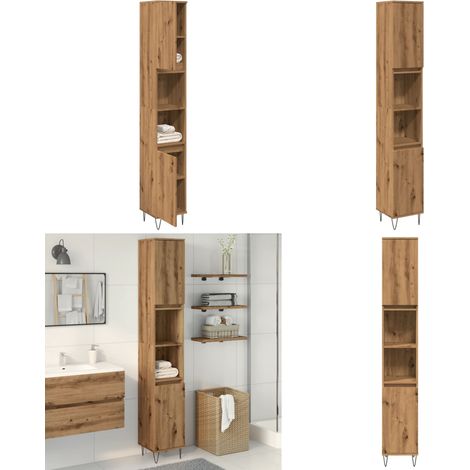 Armario de baño madera contrachapada roble artisan 30x30x190 cm - Armario de baño madera - Armario de baño roble