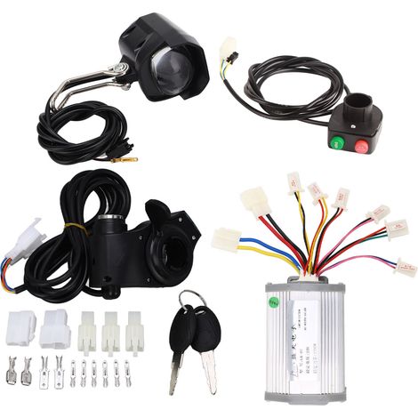 Kit de conversion pour vélo électrique 24V 1000W comprenant un contrôleur à balais, une gâchette d'accélérateur au pouce et un kit de phare pour pièces de rechange (1/5)