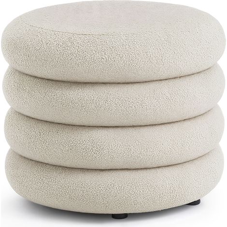Pouf contenitore cilindrico in tessuto teddy 55 cm MOLLIS Bianco Nebbia (1/5)