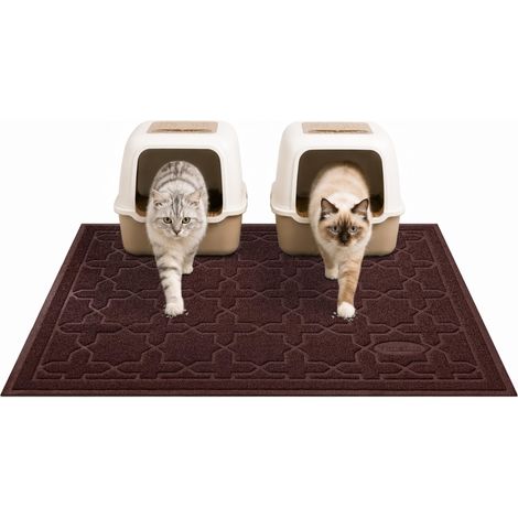 Tapis de litière pour chat, 119,4 x 91,4 cm, tapis de litière avec maille de verrouillage de litière, tapis de piège à litière doux, facile à nettoyer, antidérapant, résistant à l'eau, sols (1/5)