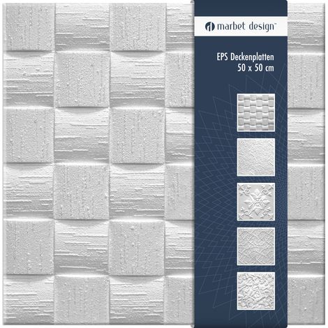 Marbet Design dalles plafond en polystyrène EPS 6 décors différents 50x50cm paquet économique: Len, Forfait maximum (meilleur prix)