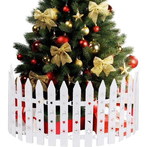 16Pcs Clôtures pour Sapin de Noël Mini clôture en plastique blanc pour la maison, le jardin, le sapin de Noël, la fête de mariage Décoration 11  29.5cm/4.3 x 12 In (1/5)