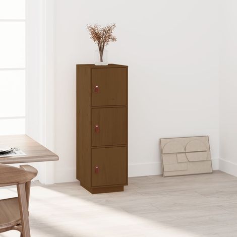 Buffet haut, Meuble de Rangement, Armoire de Cuisine Marron miel 34x40x108,5 cm Bois massif de pin RDS5428 (1/5)