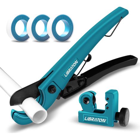 Coupeur de PVC 0-31mm, Coupe-tube pour Tuyaux Plastique pour PEX, PVC, PPR et Plomberie, 3-22mm pour Aluminium et Cuivre avec Ruban Plomberie 10m (1/5)