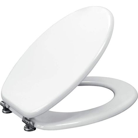 Inca Sedile WC Universale in Legno MDF Bianco con Kit di Montaggio, Cerniere e Paracolpi Inclusi (1/5)