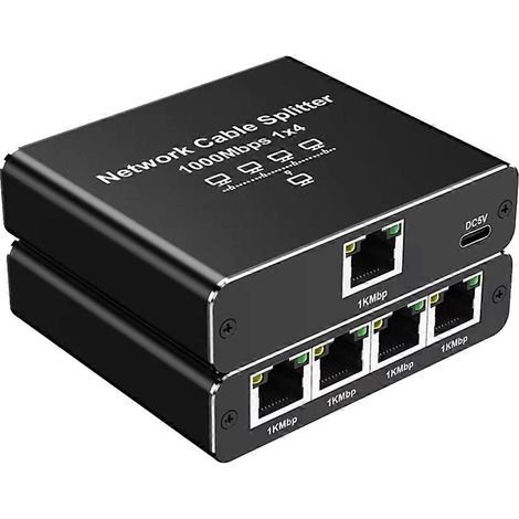 1000 Mbps Ethernet-Adapter, Cat 6 RJ45 Gigabit LAN Internet-Splitter für PC, Laptop, TV-Box und Router (1 bis 4 Ports). (1/5)