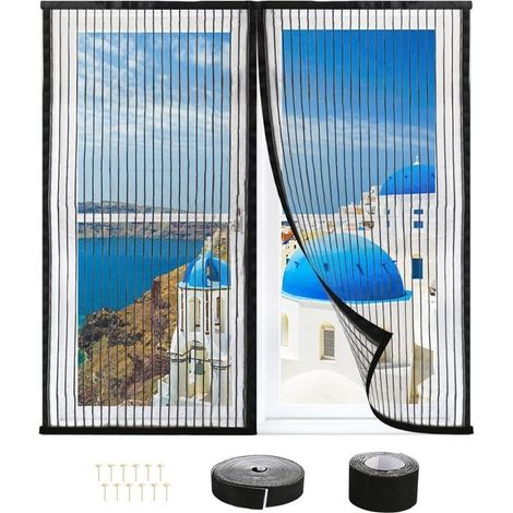 Moustiquaire Fenêtre Universelle, 120x120cm Auto-AdhéSif Ne Nécessitant Aucun Perçage,Moustiquaire Ajustable-Noir (1/5)