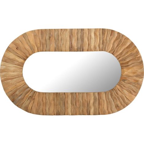 Miroir mural ovale en bois naturel curve - naturel (1/5)