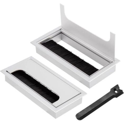 Système de gestion des câbles encastré en 2 parties pour bureaux, sortie de câble 80x80 mm pour installation encastrée sur les bureaux, organiseur de câbles, avec joint brosse, 1 (1/5)