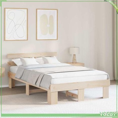 Cadre de lit - ABI - 120 x 190 cm - Pin massif - Design moderne et minimaliste (1/5)