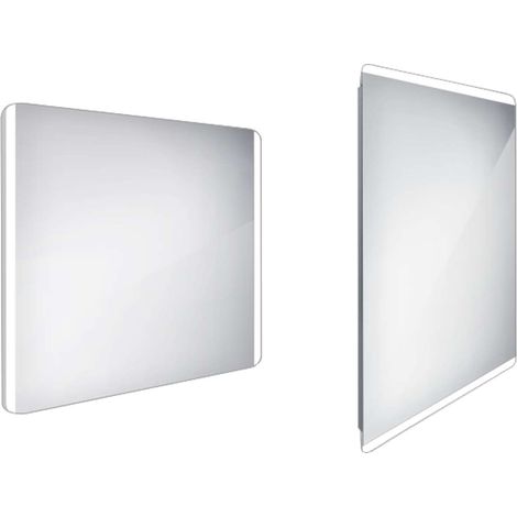 Nimco Spiegel - Bad-LED-Leuchtspiegel 90x70 cm, abgerundet, Aluminium ZP 17019
