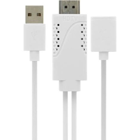 Câble Vidéo - MHL - HDMI vers USB - 1,8 m - Résolution HD 1920x1080 - Plug and Play (1/4)
